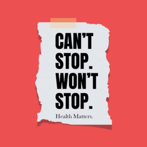 a poster of m2m's can't stop, won't stop campaign.